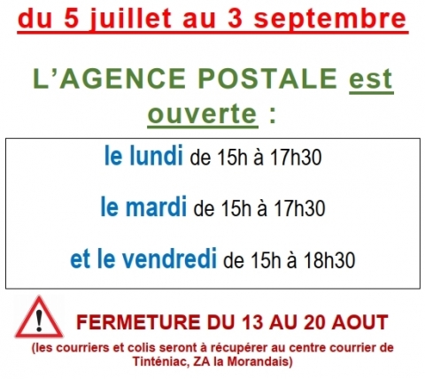 agence postale été 2021